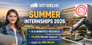 IIIT Delhi Summer Internship 2026 – ₹5,000/Month Stipend | Apply Before 15 March IIIT Delhi Summer Internship 2026