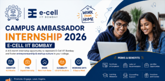E-Cell IIT Bombay Campus Ambassador Internship 2026: Work From Home Opportunity for Students IIT Bombay Campus Ambassador Internship 2026